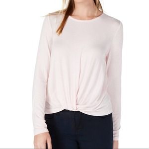 Maison Jules Women's Pink/White Stripe Long Sleeve Twisted Hem Top size XXL